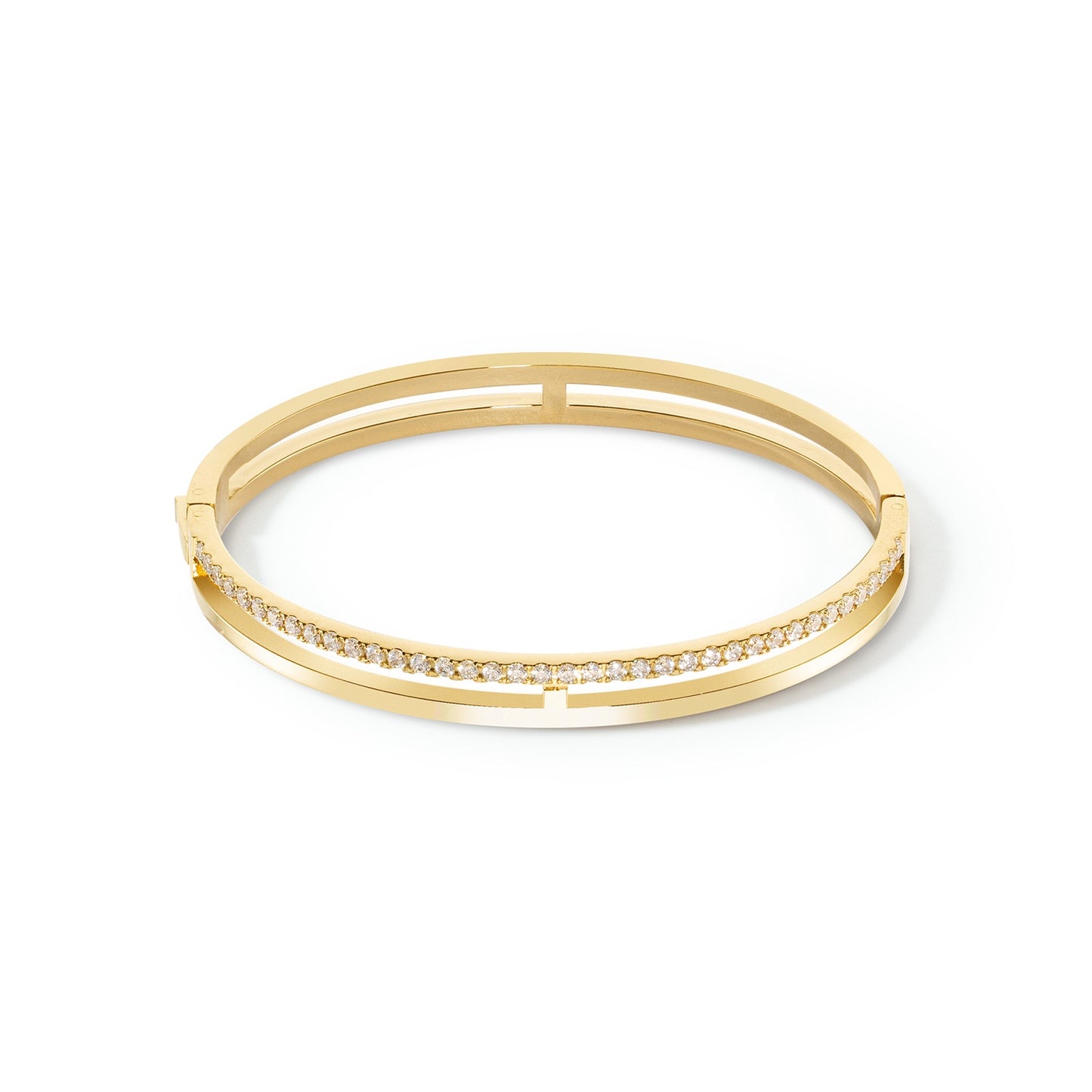 Yellow Gold Plate Clear Swarovski Crystal Bangle