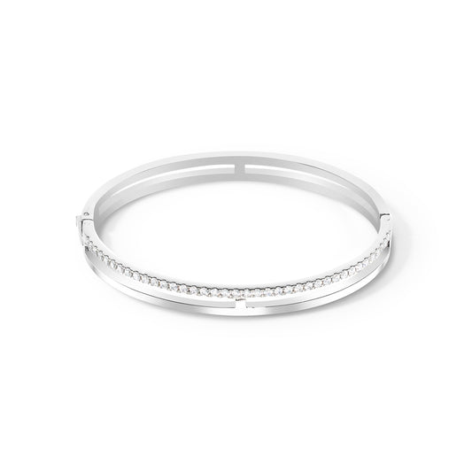 Silver Plate Clear Swarovski Crystal Bangle (Large)