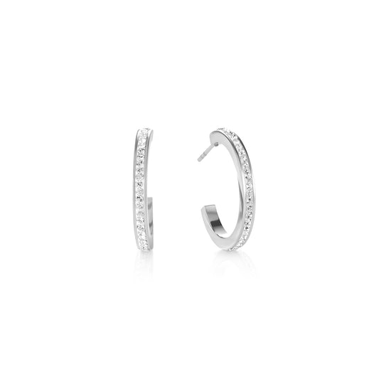 Small White Crystal Hoop Earrings