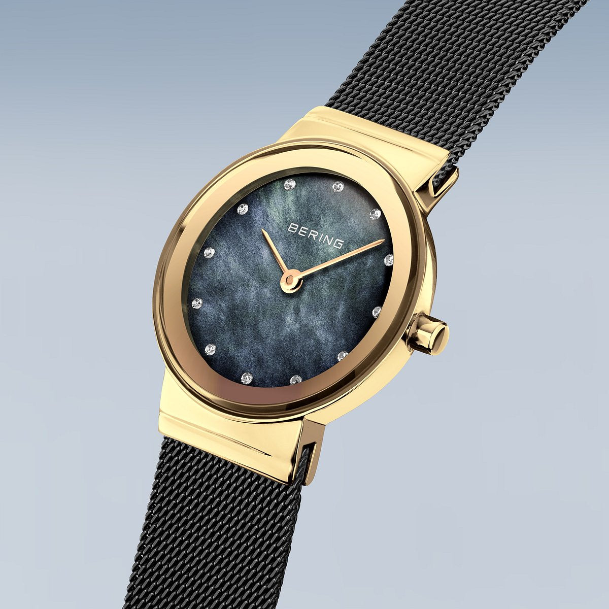 Black Mother of Pearl Dial with Black Mesh Strap