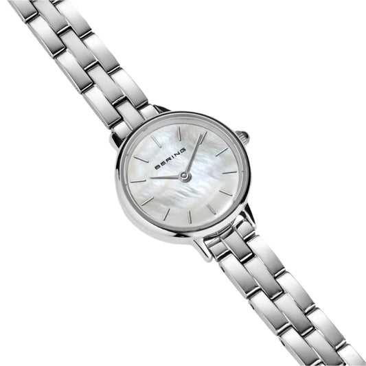 Silver Colour Mother of Pearl Dial Watch