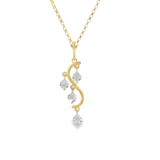 9ct YG 0.06ct 'S' Drop Diamond Pendant