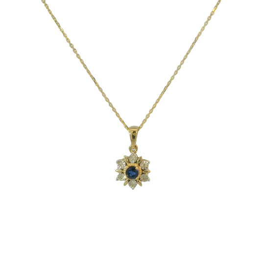 9ct YG Sapphire & Diamond Pendant