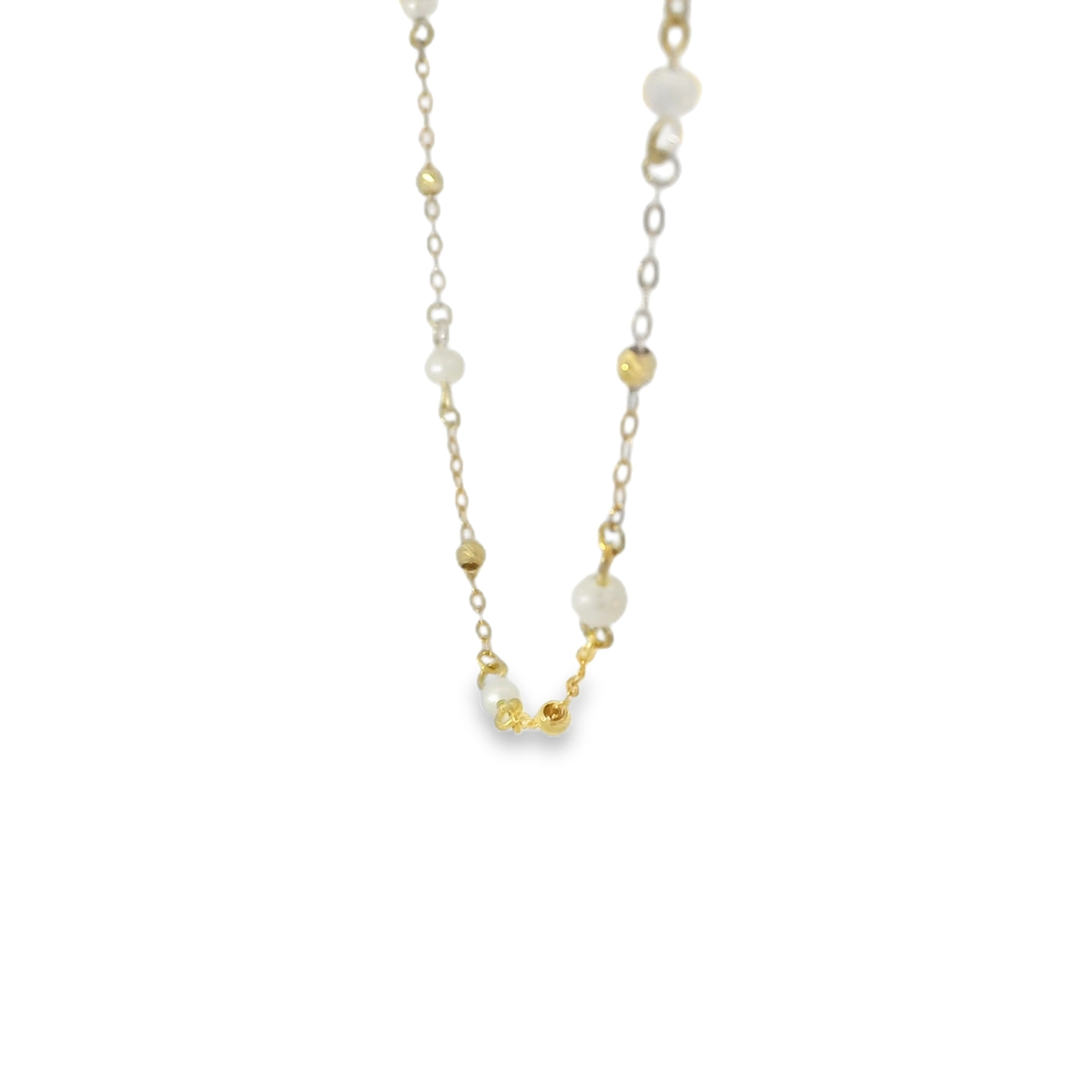 Yellow Gold Chain &amp; Pearl Necklace