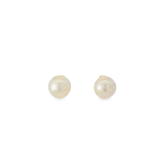 White Round River Pearl Earrings