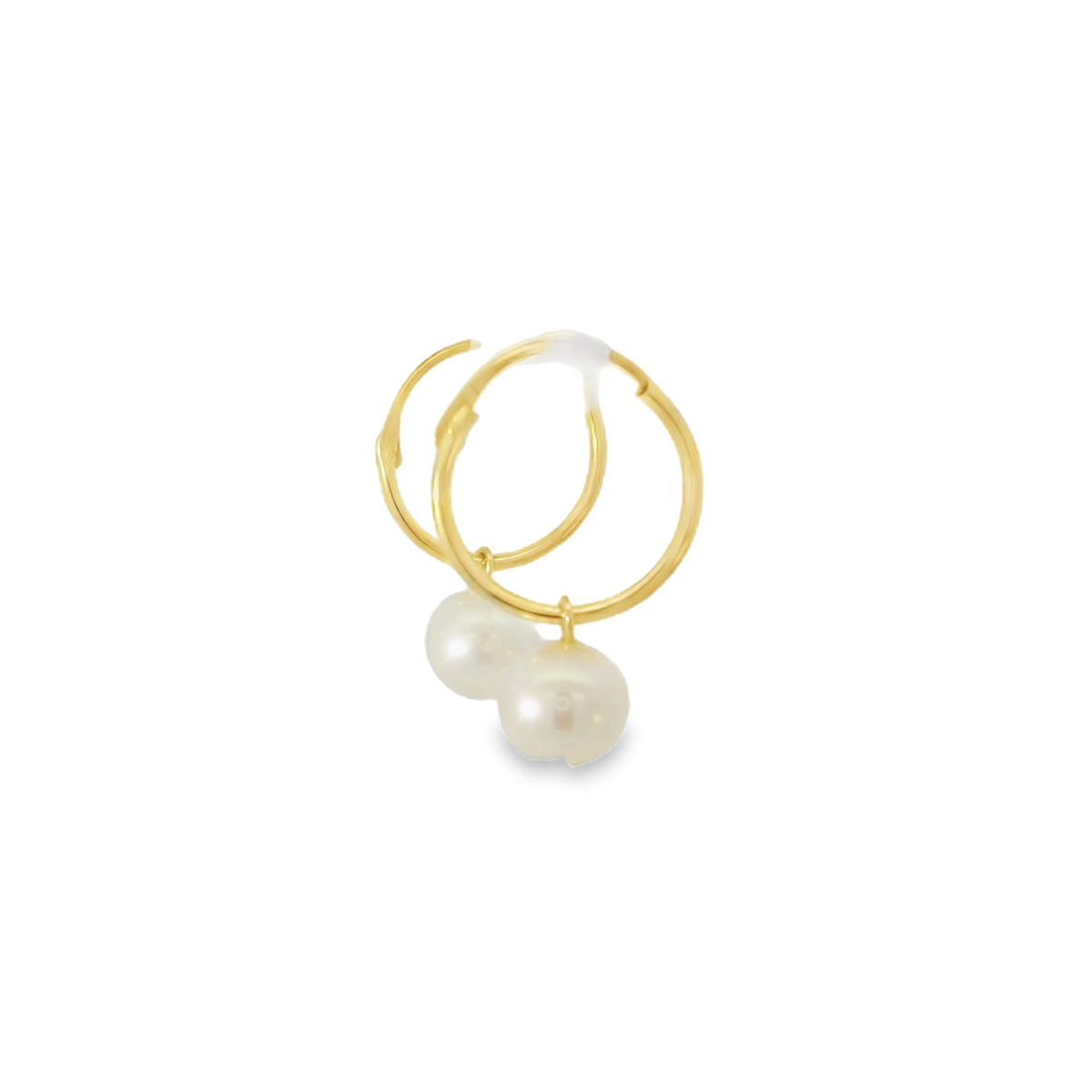 Yellow Gold Hoop With Fresh Water Pearl Drop