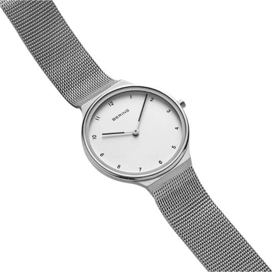 Silver Colour Ultra Slim Mesh Watch