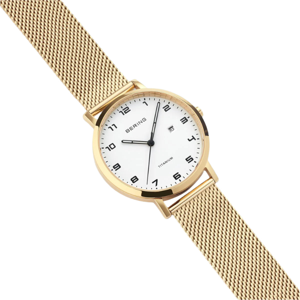 Gold Colour Titanium Mesh Strap Watch