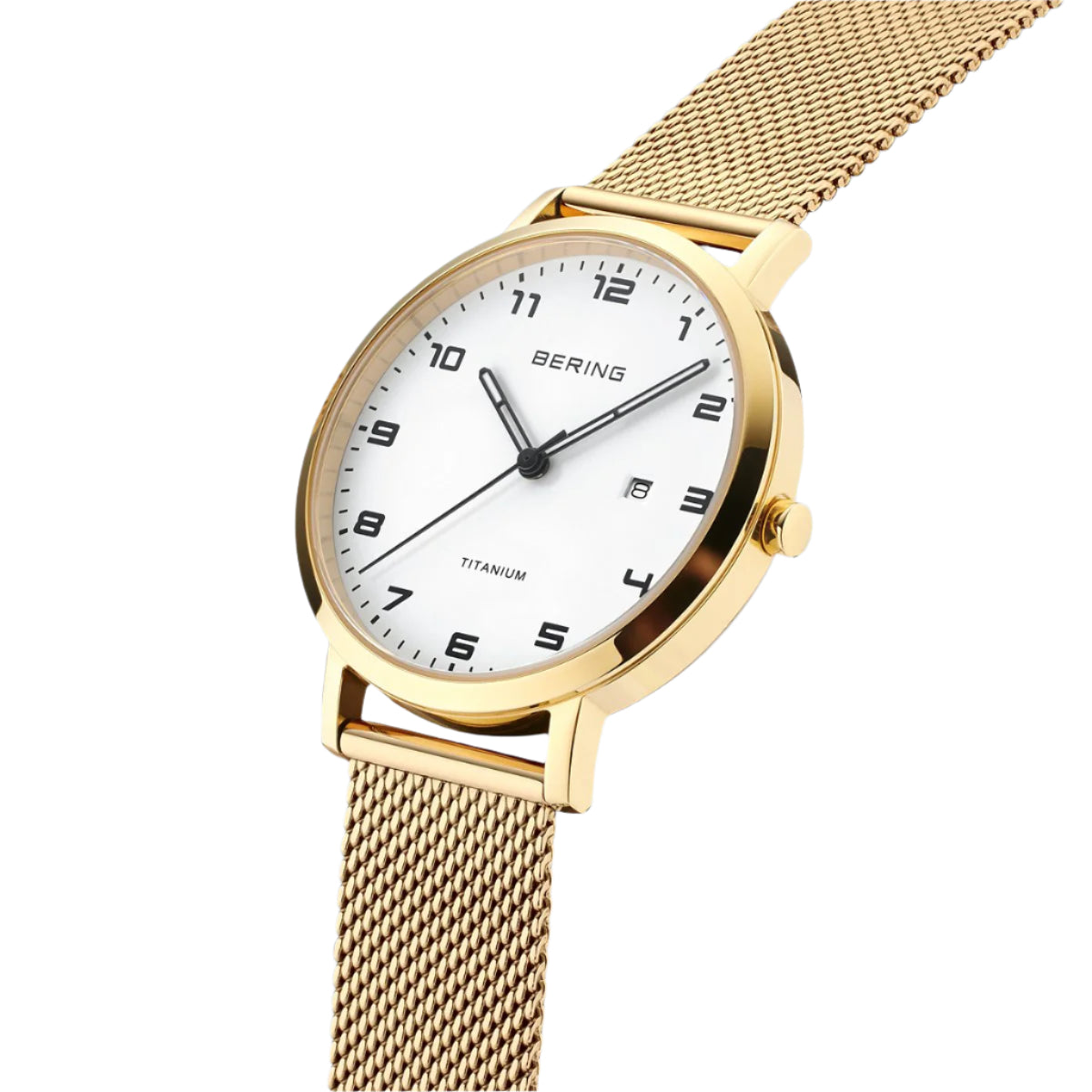 Gold Colour Titanium Mesh Strap Watch