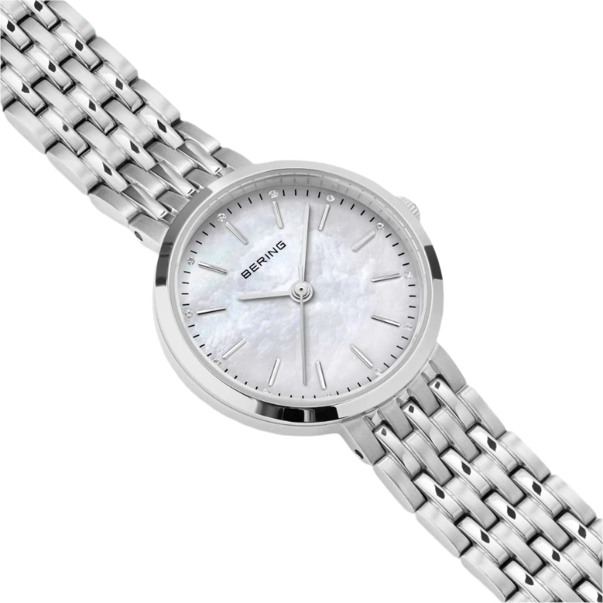 Silver Colour Mother of Pearl Dial Watch