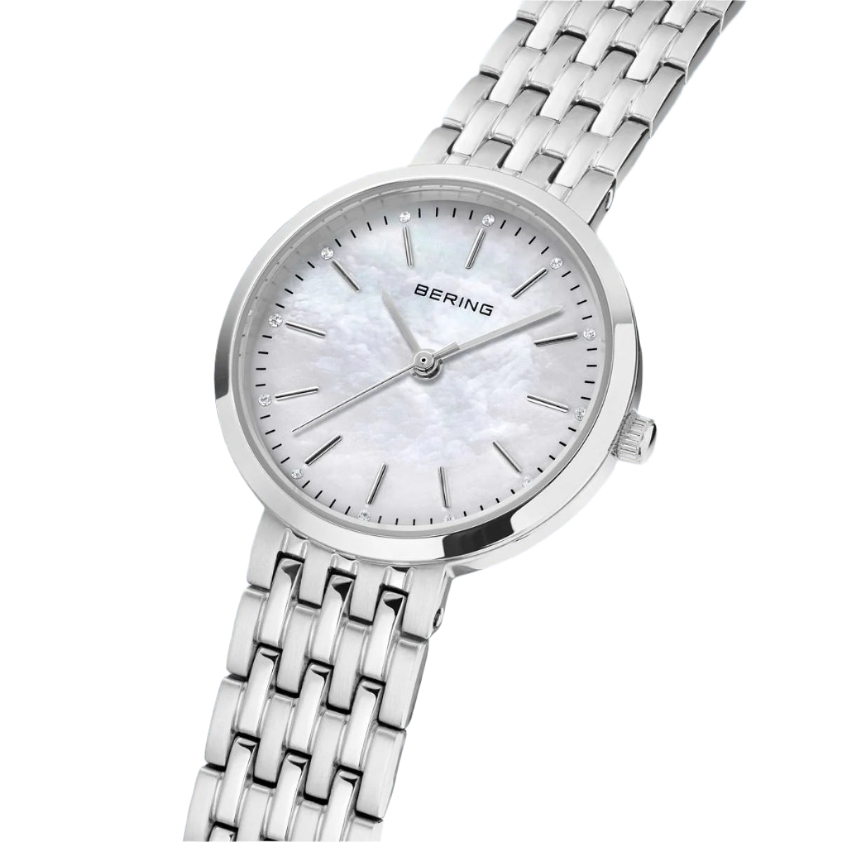 Silver Colour Mother of Pearl Dial Watch