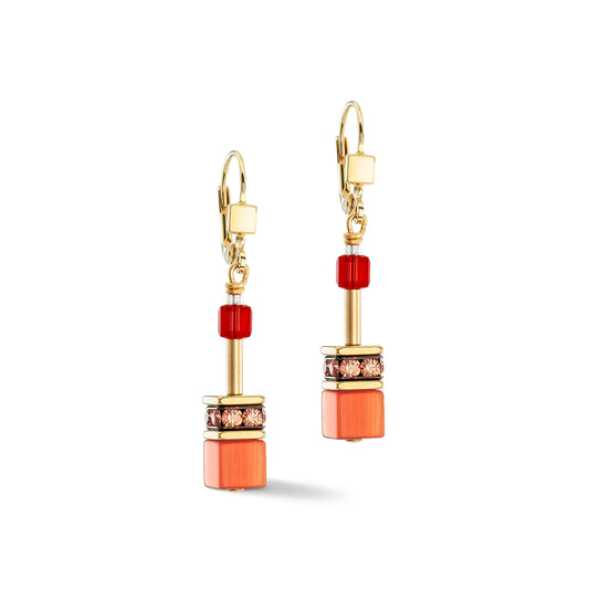 Red and Orange Swarvoski Cube Earrings