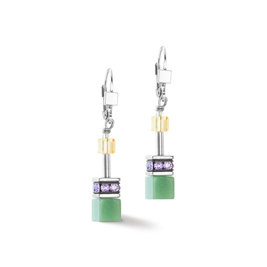 Green and Yellow Cube Earrings