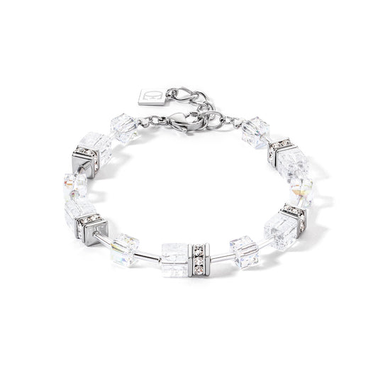 Crackled Clear Swarvoski Cube Bracelet