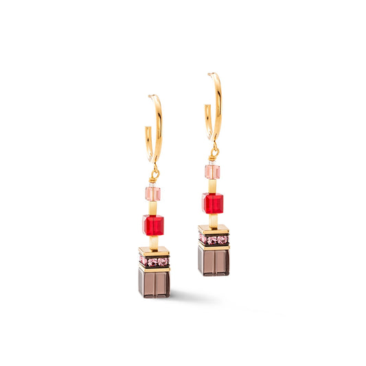 Red, Pink and Purple Swarvoski Cube Earrings