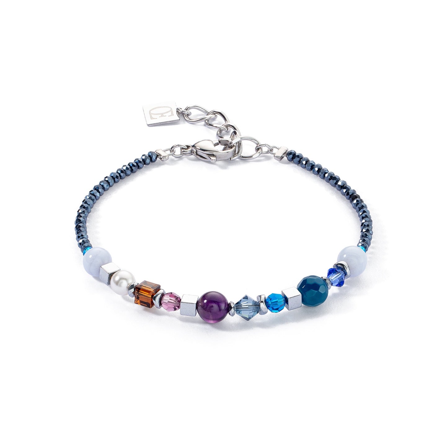 Blue, Purple, White and Pearl Bracelet