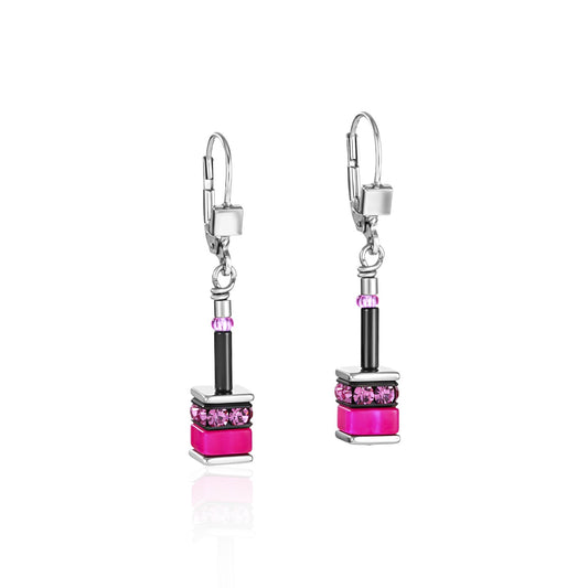 Pink Square Cube Earrings