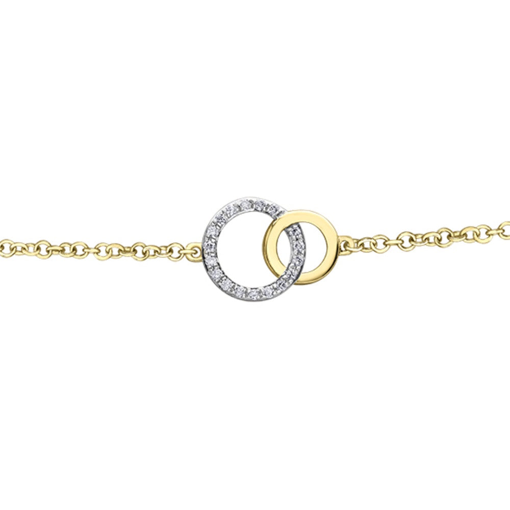 9ct Yellow Gold Entwined Circle Diamond Bracelet