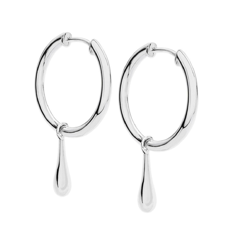 Hoop Earrings With Teardrop Charm