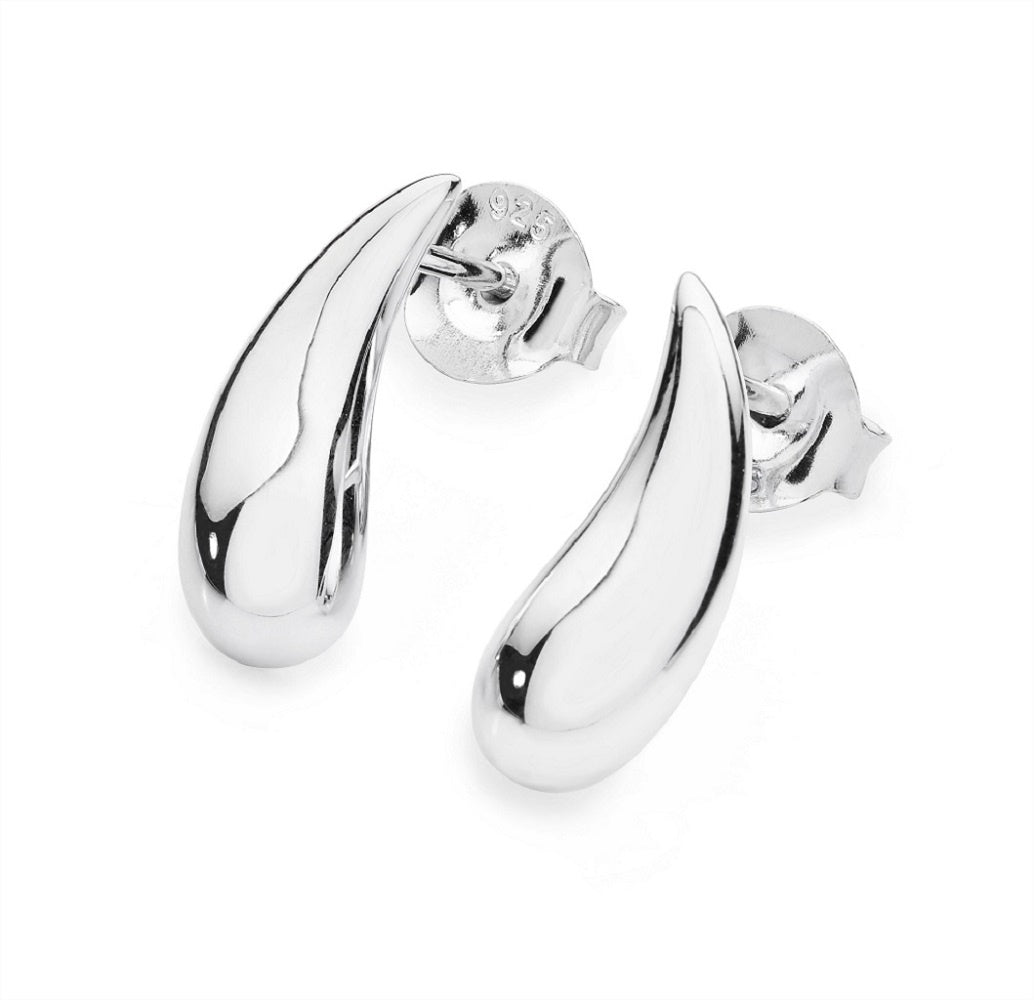 Silver Droplet Stud Earrings