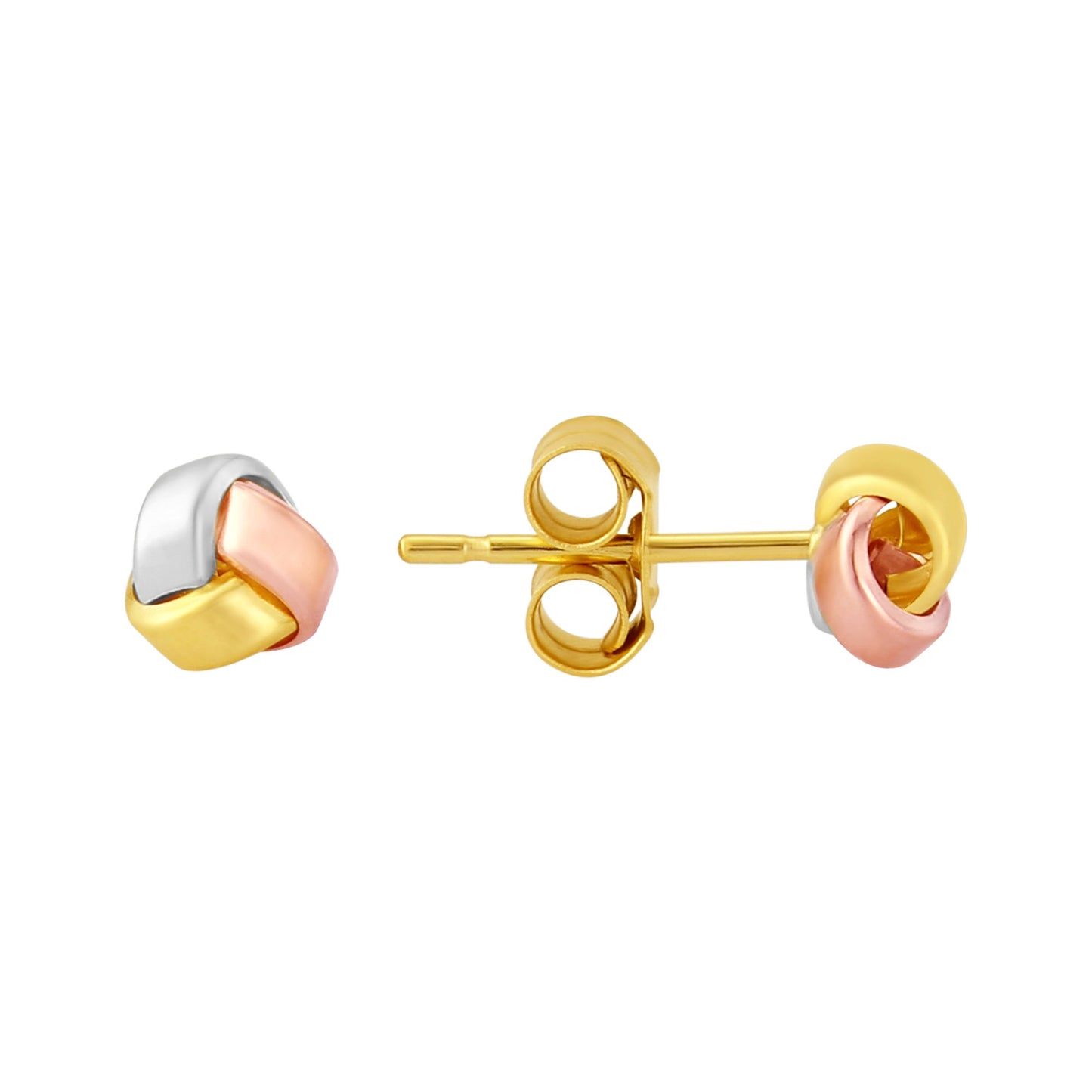 3 Colour Gold Small Knot Earrings