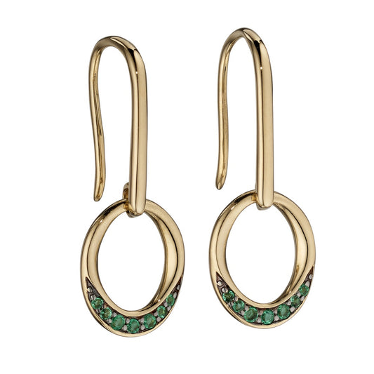 Emerald Circle Drop Earrings