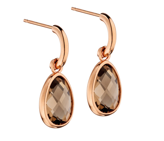 Smoky Quartz Teardrop Drop Earrings