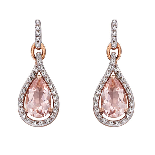 Morganite and Diamond Teardrop Earrings