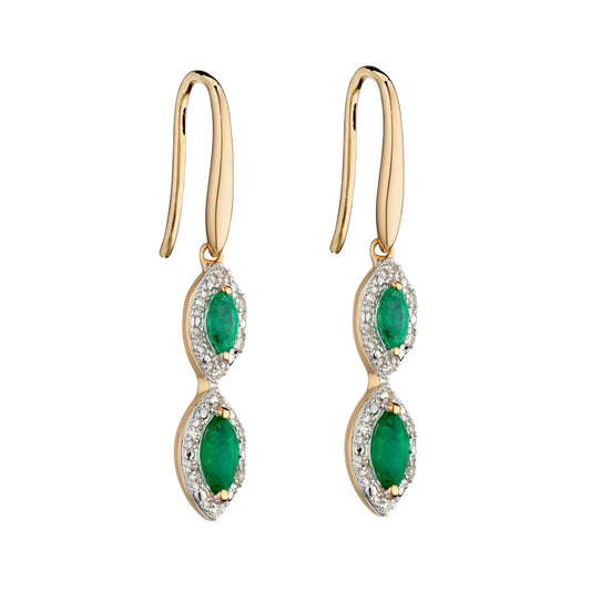 Diamond and Emerald Drop Earrings