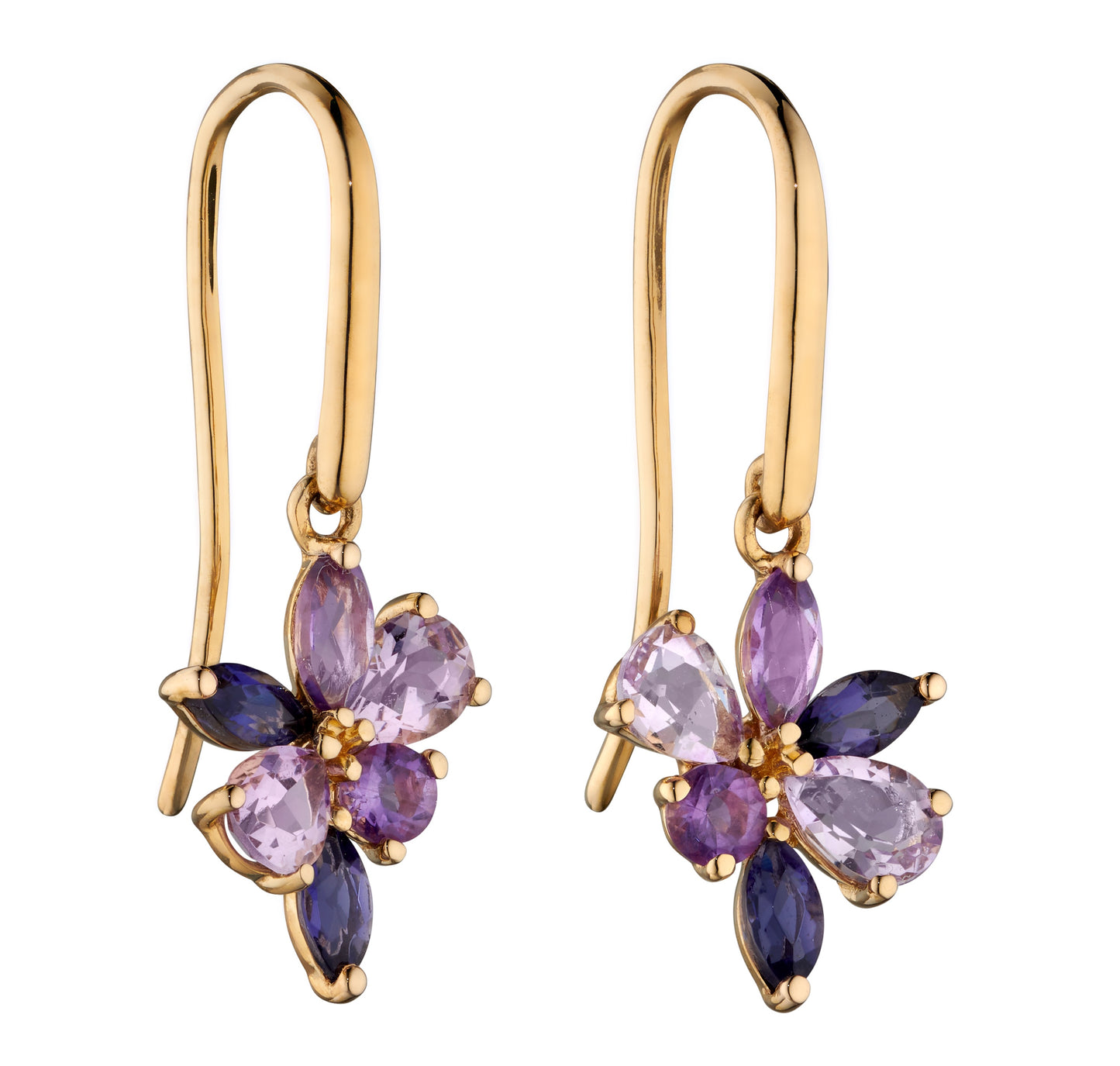 Amethyst Cluster Drop Earrings