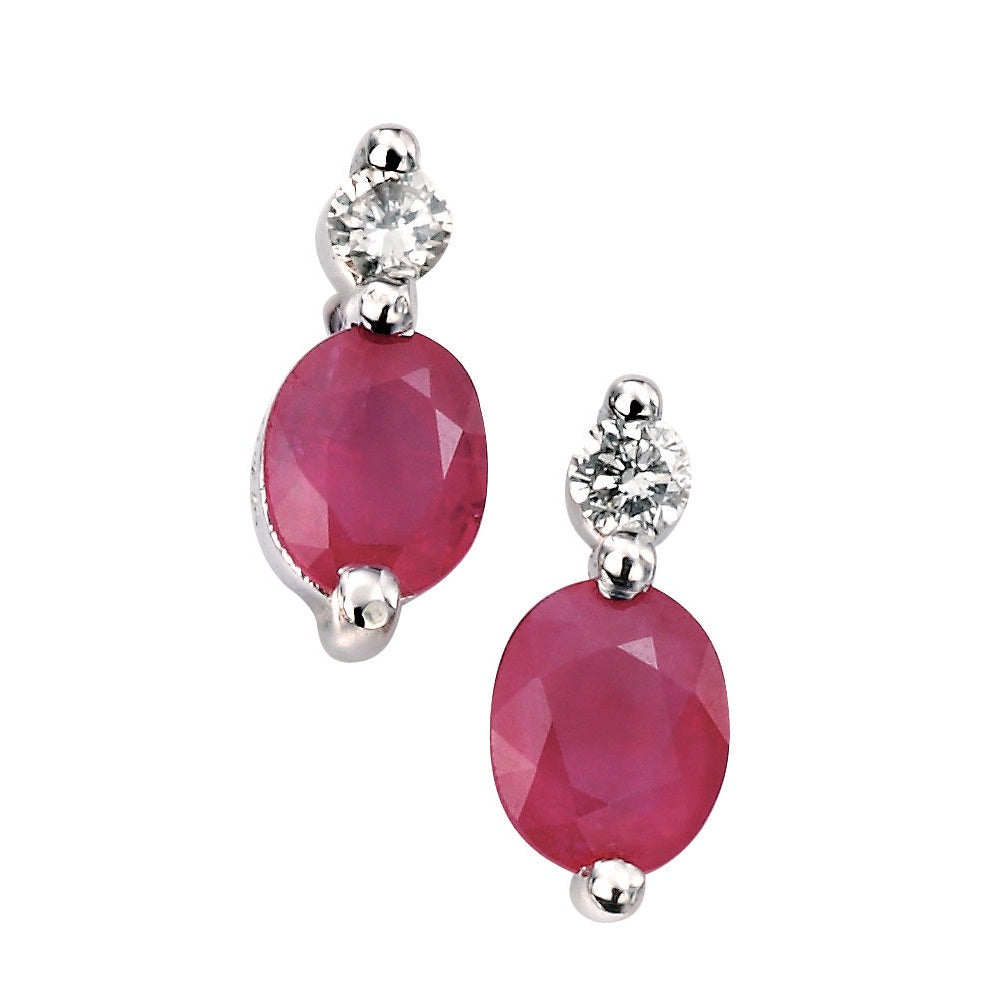 Ruby and Diamond Stud Earrings