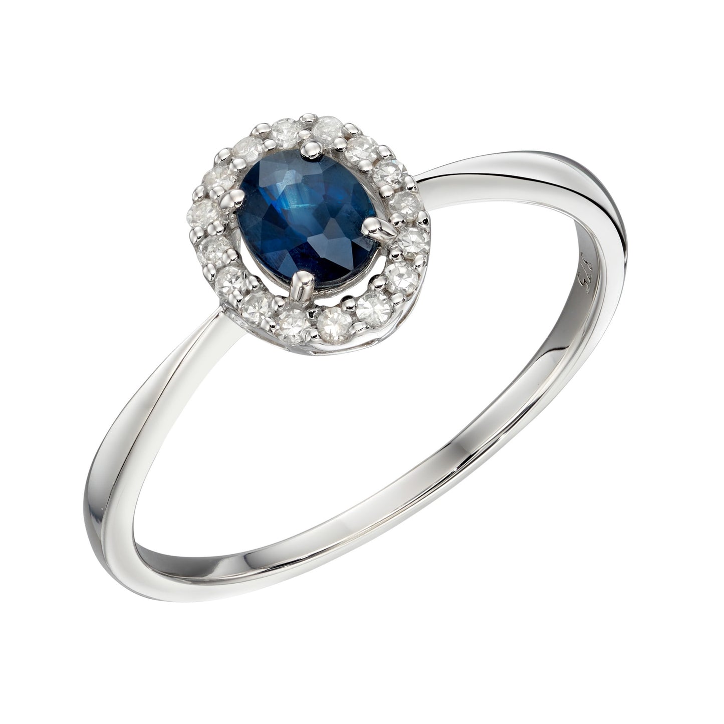 9ct WG Diamond + Sapphire Cluster Ring