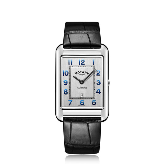 Cambridge Rectangular Blue Numbered Watch