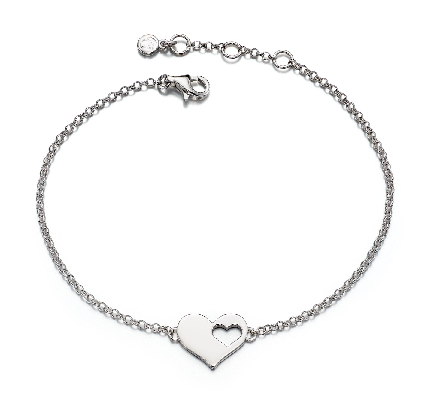 Silver Adult Heart Bracelet