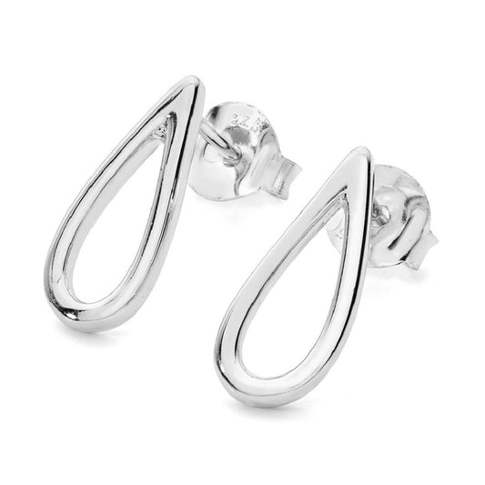 Silver Open Petal Stud Earrings