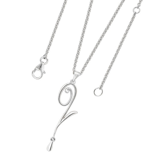 Silver Q Pendant With Drop Necklace