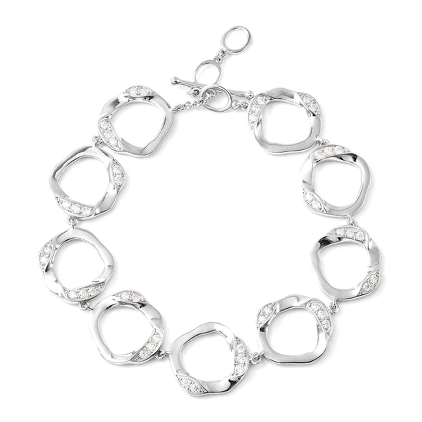 'Volcan' White Topaz Round Link TBar Brac